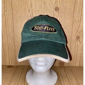 Top Flite Green & Khaki Golf Hat Black & Gold Logo Strap Back One SIze